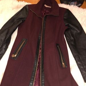 Vintage Micheal Kors long felt + leather jacket